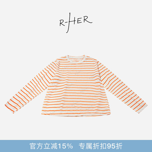 RHER STUDIO“条纹长袖”春夏慵懒风新款宽松百搭简约显瘦上衣CT0