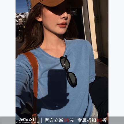 RHER STUDIO“加的夫日记”圆领显瘦休闲简约百搭长袖针织上衣女