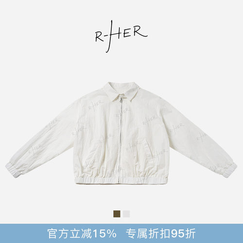RHER STUDIO“”春夏新款韩系独特立领短款宽松防晒夹克外套W2529