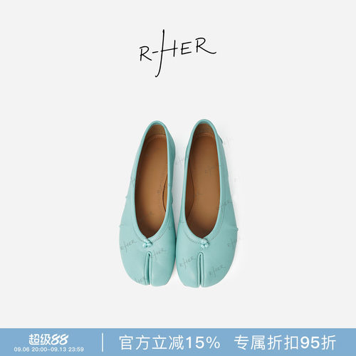 RHER STUDIO“清新夏日芭蕾”复古百搭舒适浅口平底羊皮分趾鞋AZG