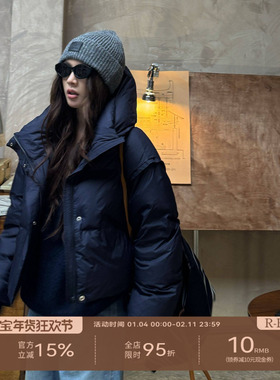 R-HER【面包棉服】于Moli 连帽泡芙羽绒服女95白鹅绒短款面包服