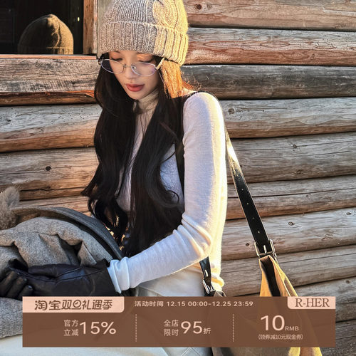 R-HER【彩系羊衫】于Moli 秋冬季修身型薄款高领纯色打底毛针织衫