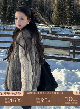 R-HER“卡布奇诺”水貂毛咖色高级感设计师保暖短款马甲RP5NCG020