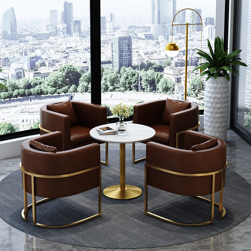 洽谈桌椅组合轻奢售楼处谈判酒店商务接待单人办公沙发茶几组合装