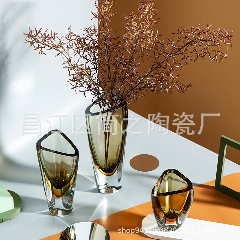 玻璃花瓶现代简约轻奢摆件玄关酒柜装饰客厅电视柜餐厅桌面插花器,模玩/动漫/周边/娃圈三坑/桌游,文化/体育周边,淘宝优惠券,粉丝福利购,淘宝优惠卷