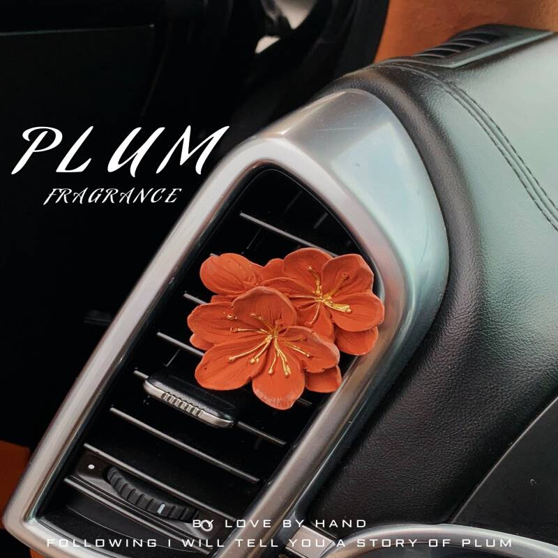 车载出风口香薰摆件石膏车载香薰扩香石去异味香薰饰品红梅花批发