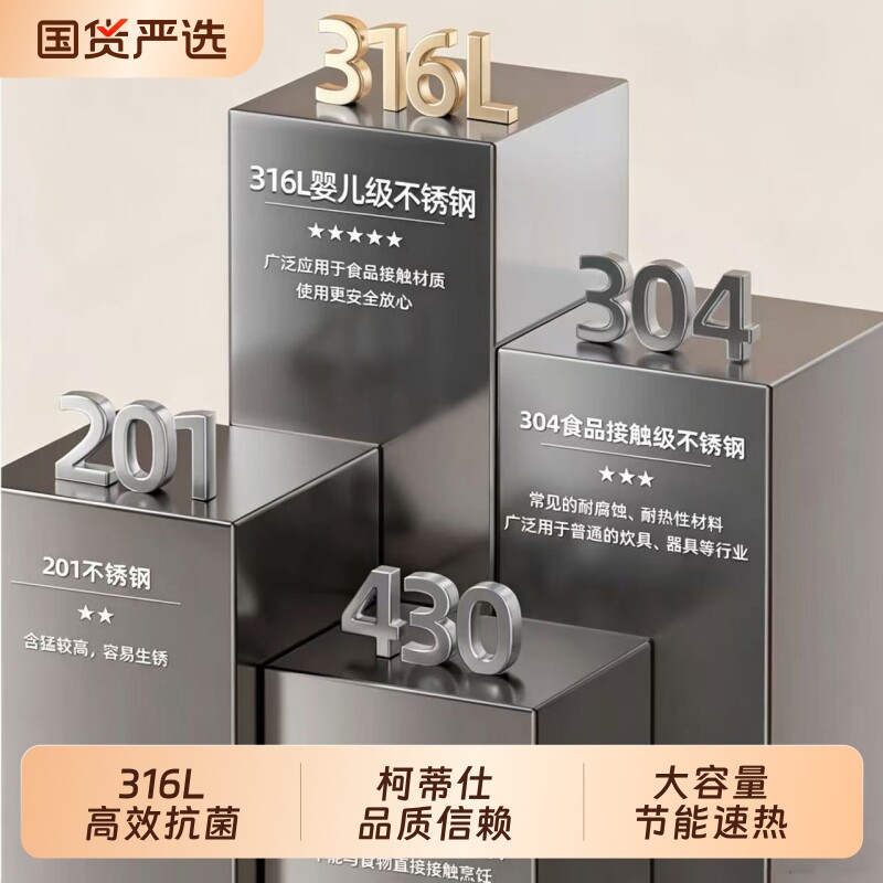 316L不锈钢家用电热水壶电水壶烧水壶大容量自动断电保温电壶鸣笛