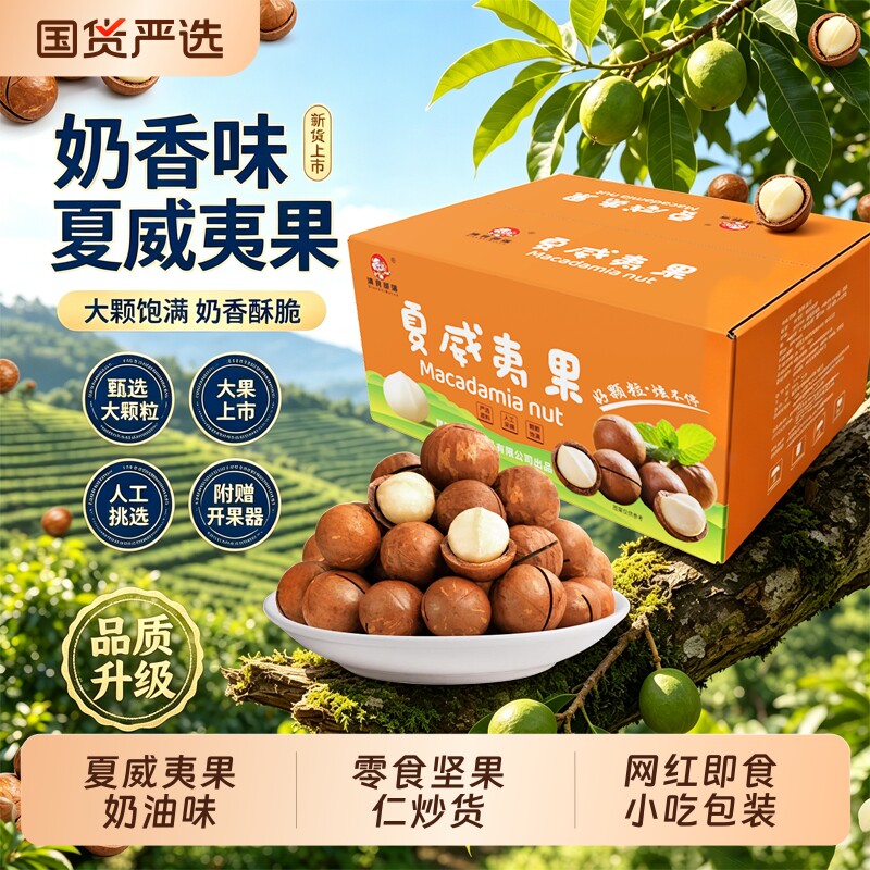 夏威夷果原味孕妇零食休闲食品办公室零食健康无添加小吃营养10斤