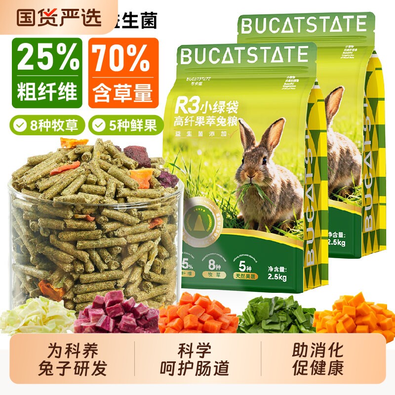 R3兔粮高纤果萃维护肠胃兔子专用饲料荷兰猪成幼兔子零食食物专用