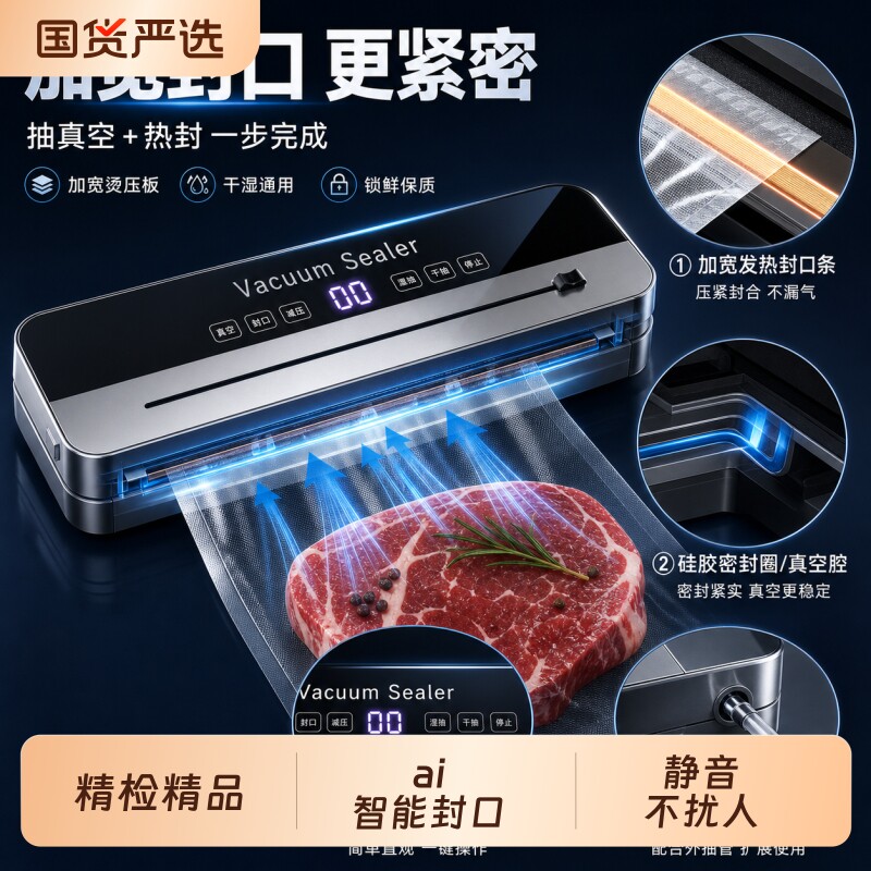 食品真空机封口机包装机抽真空密封机小型家用保鲜机大吸力全自动