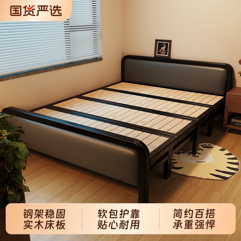 实木床单人双人床结实耐用榻榻米折叠床2026新款适合小房间的床图片