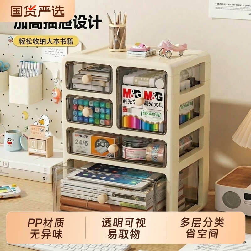 桌面收纳盒抽屉式透明办公室书桌文具杂物置物架整理储物盒多层图片