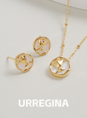 URREGINA新款银玫瑰花吊坠项链