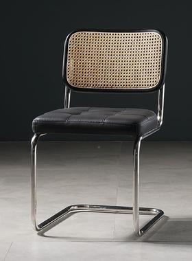 藤编餐椅子北欧中家办公设计师GC208椅酒用古店休闲网红款椅子