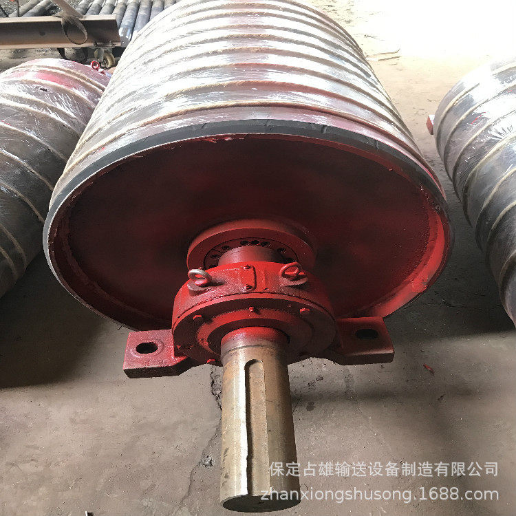 输送机传动滚筒无动力改向滚筒包胶头尾轮压带轮涨紧套重型滚筒