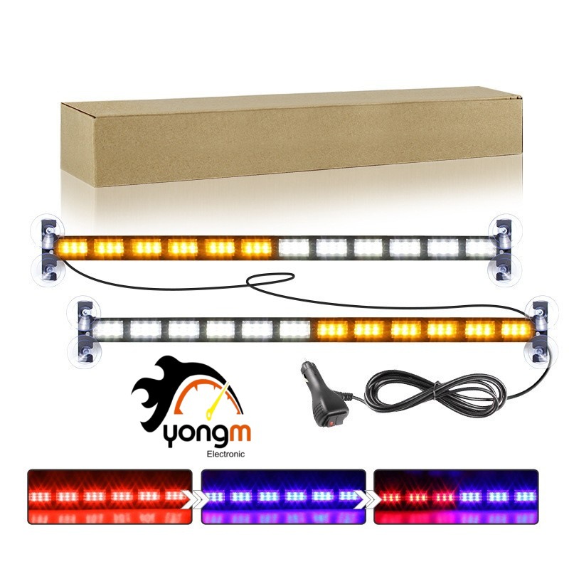 一拖二变色杠灯 144WLED救援警示灯多功能频闪卡车开道爆闪灯长条