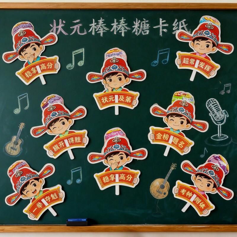 状元棒棒糖插卡纸创意高考中考考试糖果奖励学生分享小零食