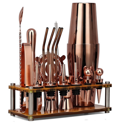 新款仿竹架亚克力套装 鸡尾酒调酒器酒吧工具20件套 CG1067M