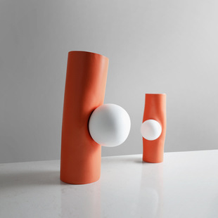 简欧现代风创意树脂镶球花瓶样板间设计师款 饰花器摆 创意家居装