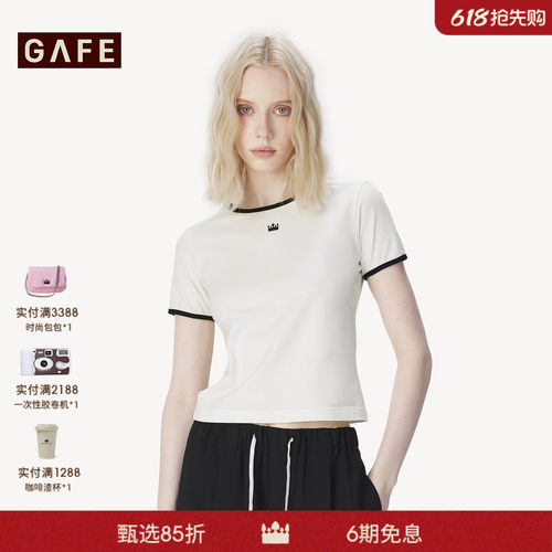 GAFE「经典皇冠」运动撞色短袖T恤女夏季简约打底衫休闲百搭上衣