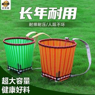 家用背篼塑料熟胶背篓双肩兜老式竹编四川云南贵州花背笼买菜专用