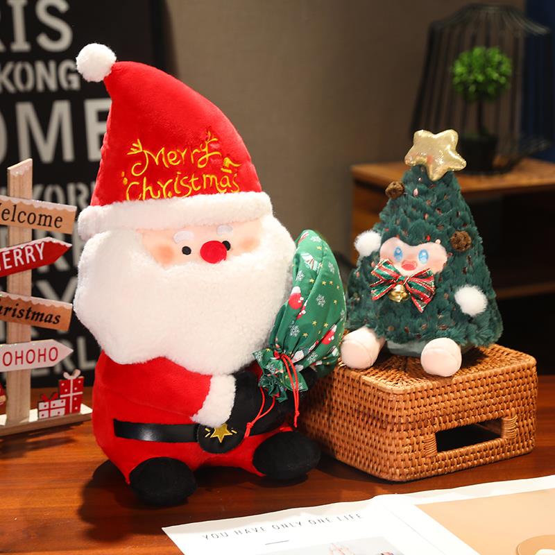 新款圣诞老人公仔圣诞树麋鹿小玩偶可爱毛绒玩具平安夜圣诞节礼物