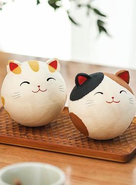 日本进口龙虎堂日式不倒翁和纸摆件达摩创意可爱猫咪手工艺品礼品
