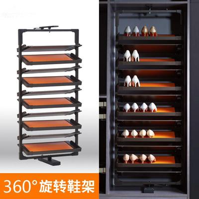 衣帽间衣柜旋转鞋架360度家用多层鞋柜内置收纳神器推拉式五金