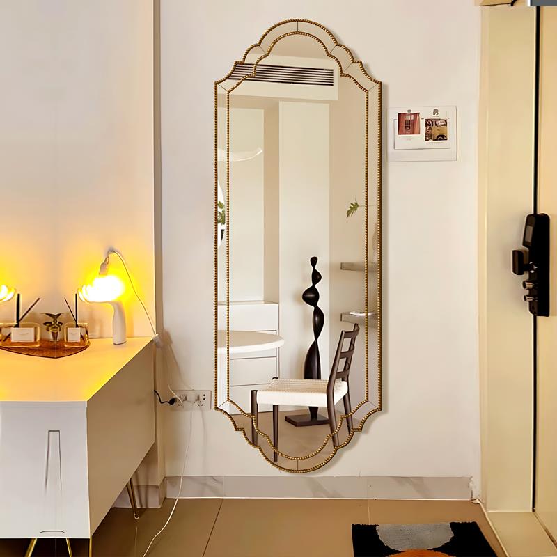 法式穿衣镜家用复古美式全身镜服装店挂墙试衣镜欧式轻奢落地镜子