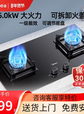 美的家用燃气灶煤气天然气炉灶台式嵌入双灶厨房Q523L-M