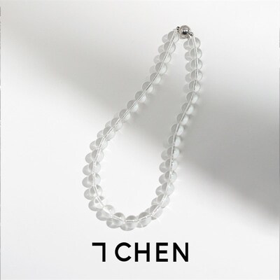 7CHEN 欧美黑色天然石珠珠项链简约百搭高级气质锁骨链颈链情侣