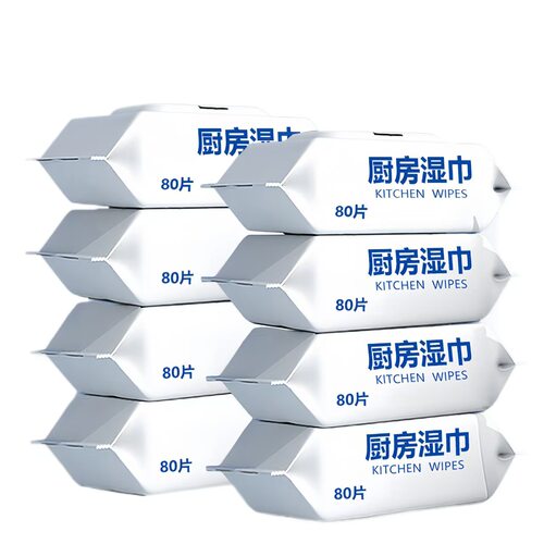 厨房湿巾80片装去油污清洁湿纸巾家用强力去污