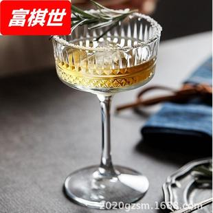 高脚杯古典雕花宽口刻花香槟杯家用玻璃杯酒杯个性 欧式 酒杯