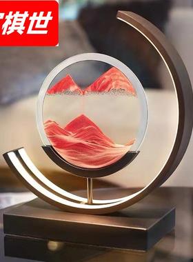 创意解压月亮款3D流沙画小夜灯摆件家居装饰品氛围灯工艺品材料包