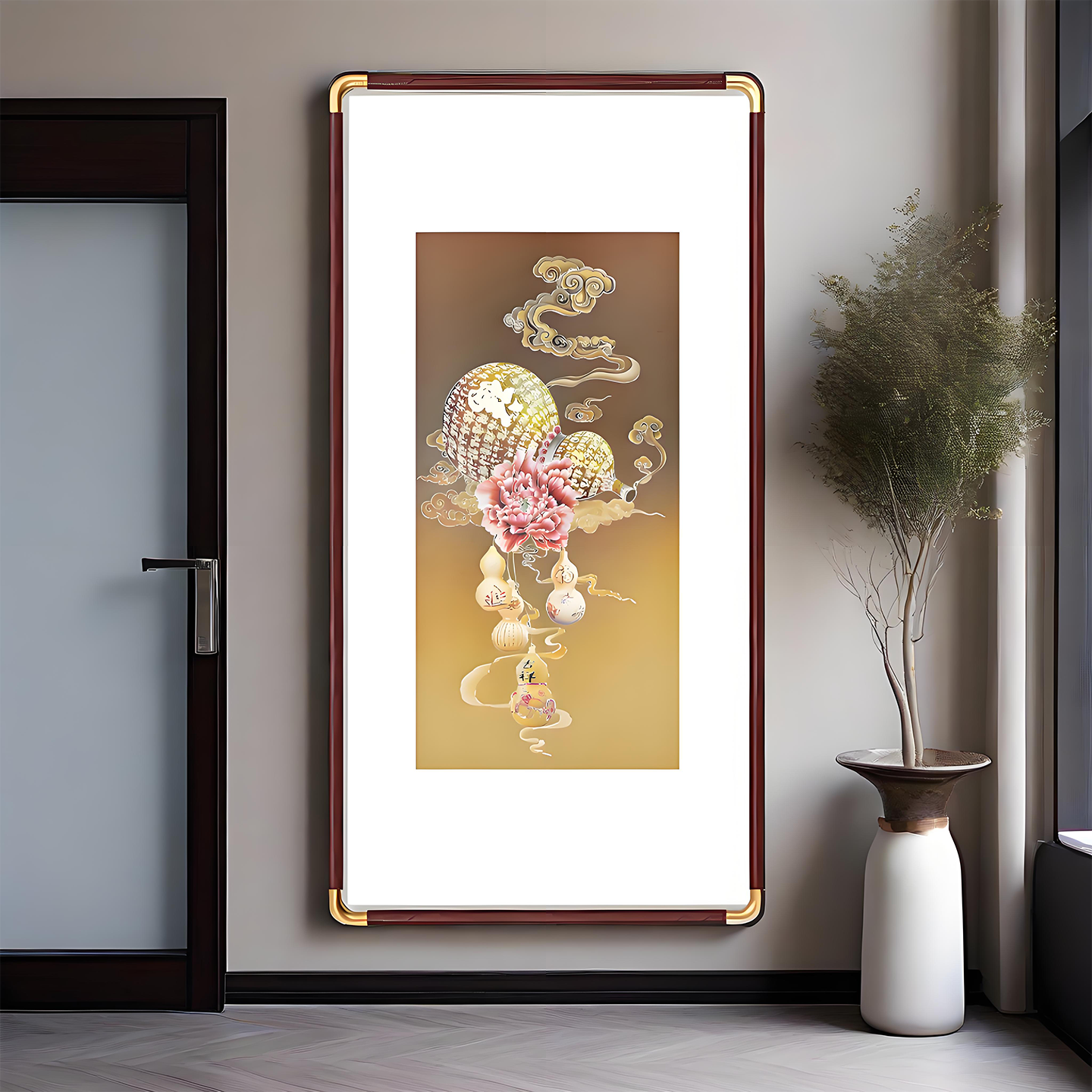 入户玄关风水铜雕画书房茶室挂画