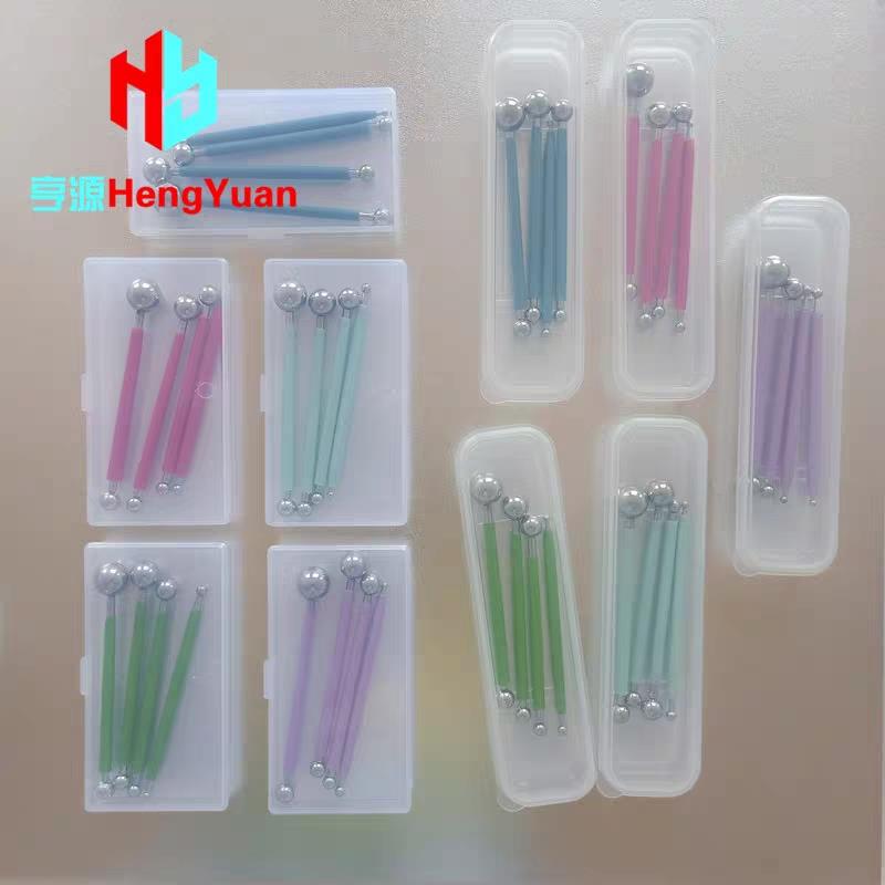 丸棒4件套 翻糖工具超轻粘土软陶褶皱压痕笔手办泥塑陶艺圆头美缝