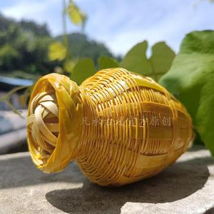 蝈蝈笼子创意复古纯手工竹编粗犷经济型蛐蛐篓竹制品摆件竹篮家用