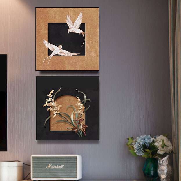 复古艺术客厅墙面装饰画法式中古卧室书房摆台画方形壁画玄关挂画图片