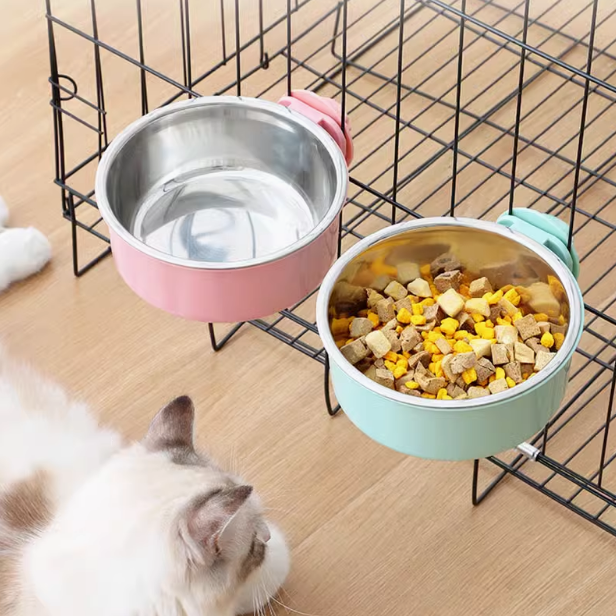 挂笼子不锈钢狗碗猫碗宠物食盆
