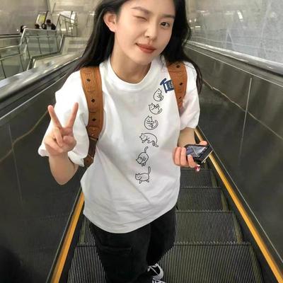 纯棉白色短袖t恤女2025新款爆款夏季小个子宽松半袖设计感上衣服