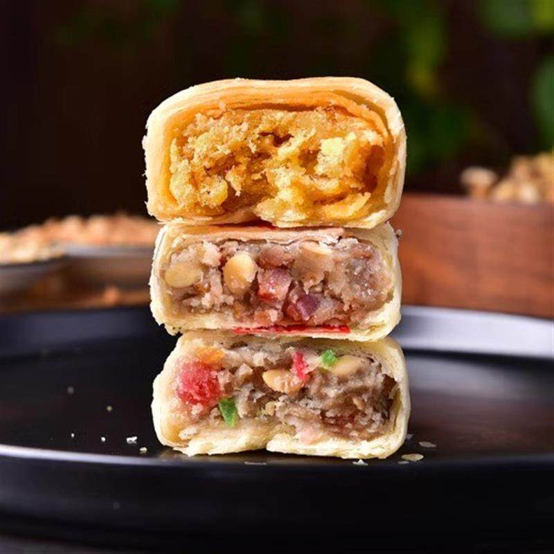 杭州苏式月饼360g筒装百果椒盐五仁酥皮火腿黑麻