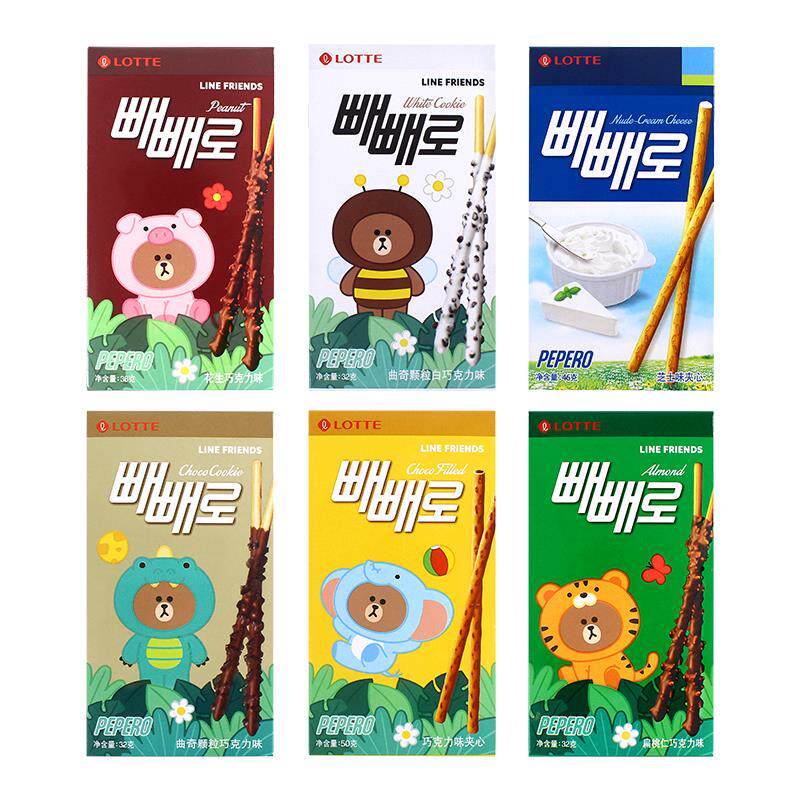 新日期韩国进口零食派派乐芝士夹心巧克力曲奇扁桃仁饼干棒