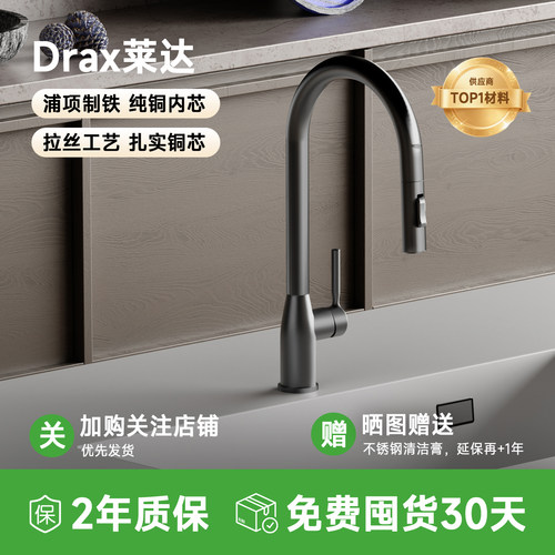 DRAX全铜可旋转抽拉式厨房龙头