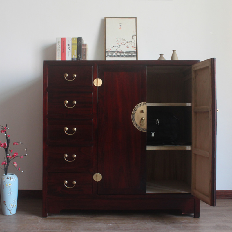 中式香樟木小衣柜卧室实木矮柜家用儿童衣柜小户型储物柜双门衣橱