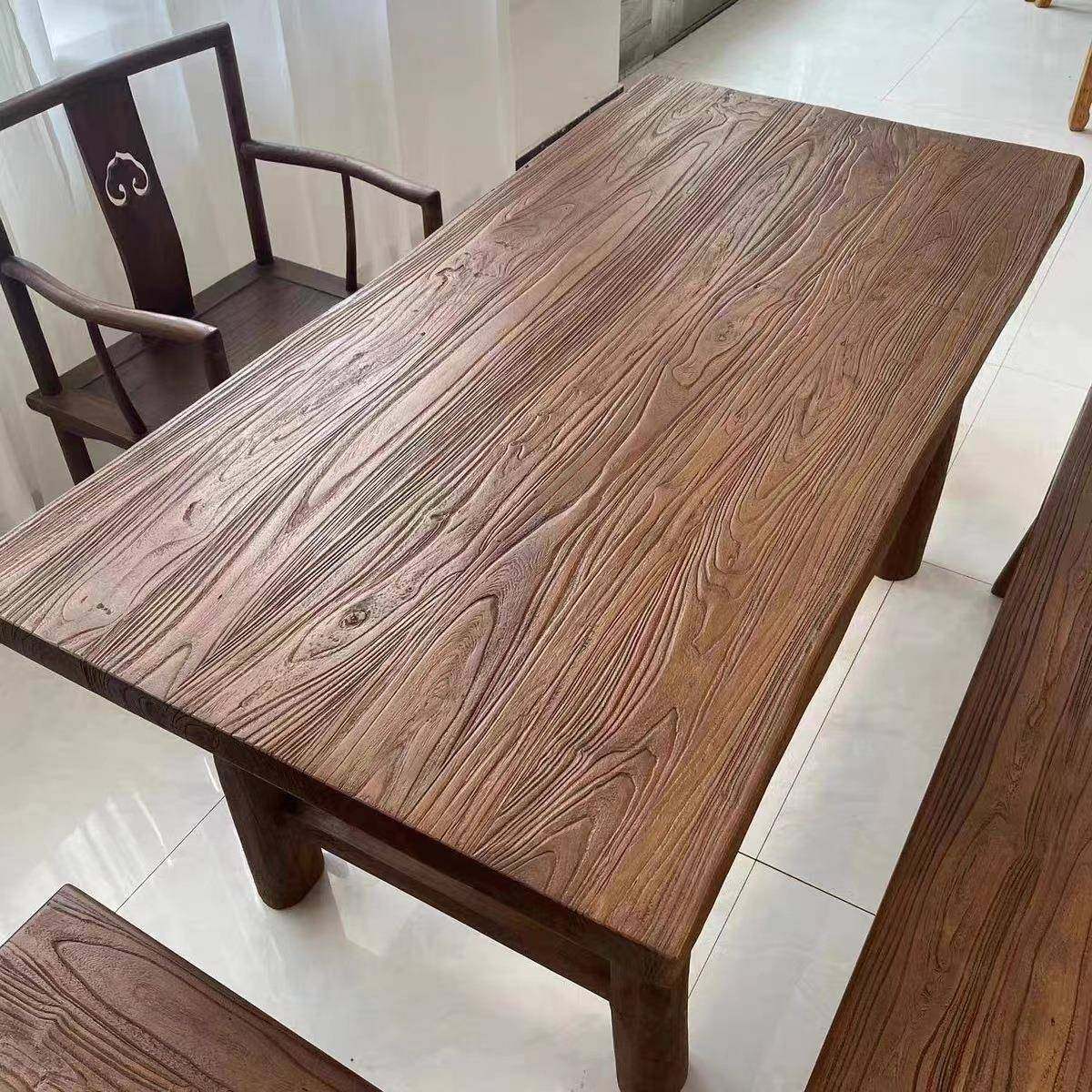 老榆木茶桌实木餐桌吧台中式木质复古茶台餐桌椅风化民俗老门板,商业/办公家具,食堂餐桌椅,淘宝优惠券,粉丝福利购,淘宝优惠卷