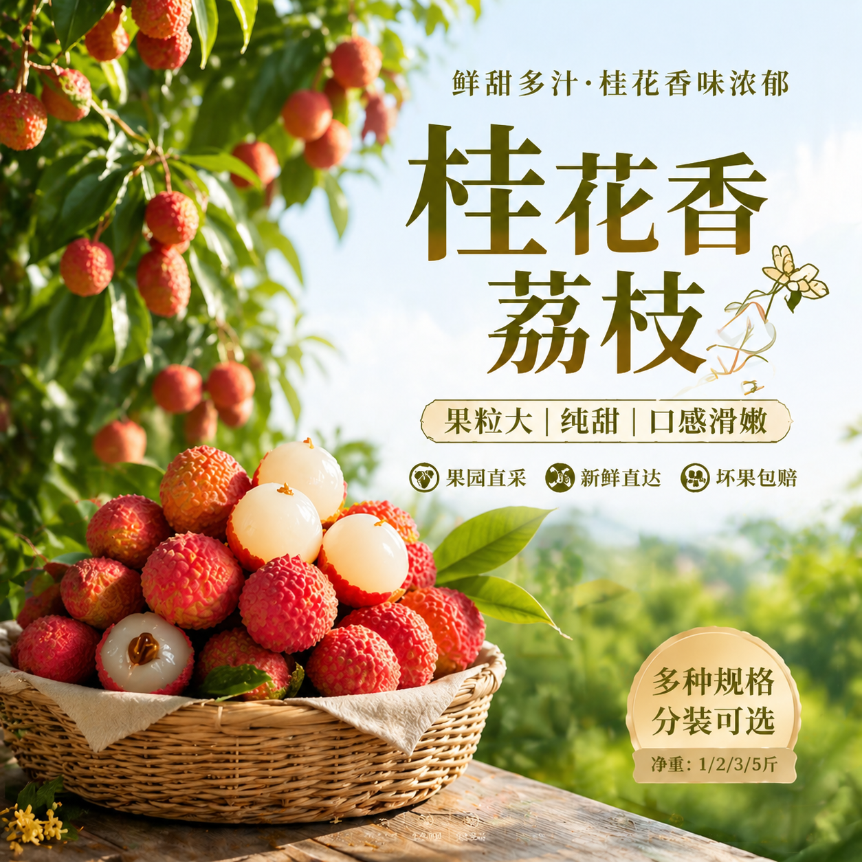 海南桂花香荔枝【JD顺丰空运-多地次日达】新鲜荔枝水果礼盒装