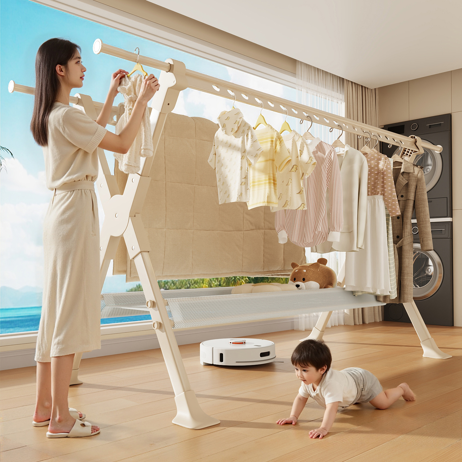 晾衣架落地室内外家用阳台晒被子