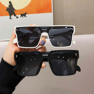 潮流朋克风街拍眼镜防晒FENG太阳镜 墨镜时尚 24新款 方框大框一体式