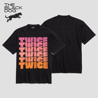 TWICE兔瓦斯夏季短袖T恤黑狗THEBLACKDOG嘿犬韩国女团演唱会