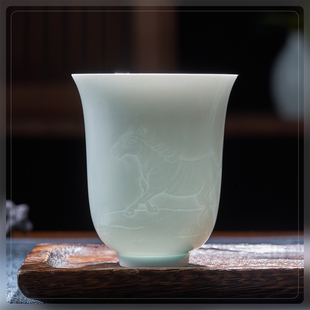 华光国瓷 景瓷景德镇影青瓷十二生肖茶杯闻香杯青白瓷浮雕主人杯